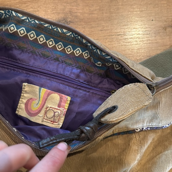 Op Ocean Pacific Bag Corduroy Beige Zip Hobo bag - Picture 4 of 5